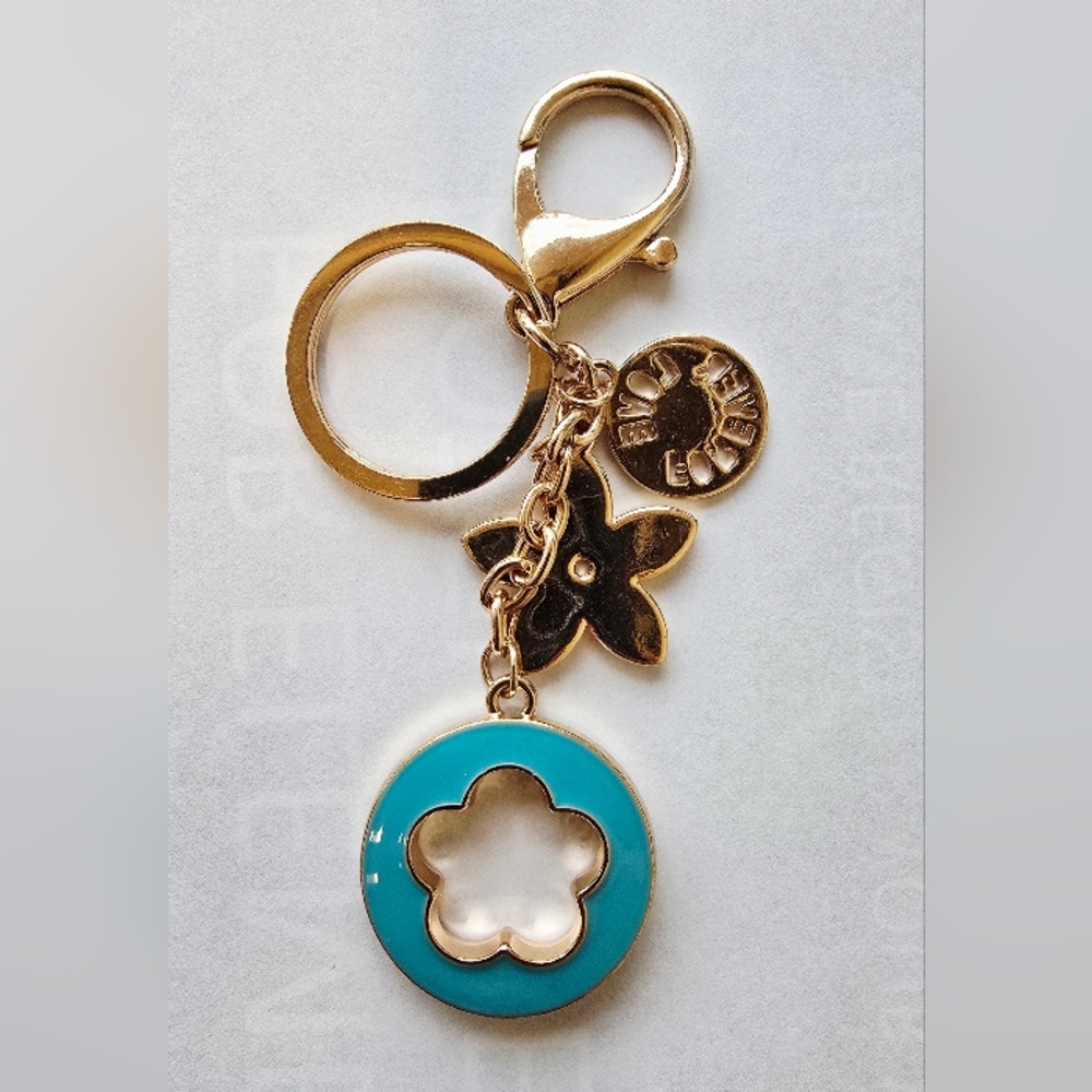 Key Chain Lux Inspired Gold And Teal